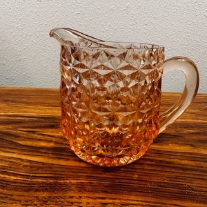 JEANNETTE Vintage Pink Glass Holiday Buttons & Bows Creamer